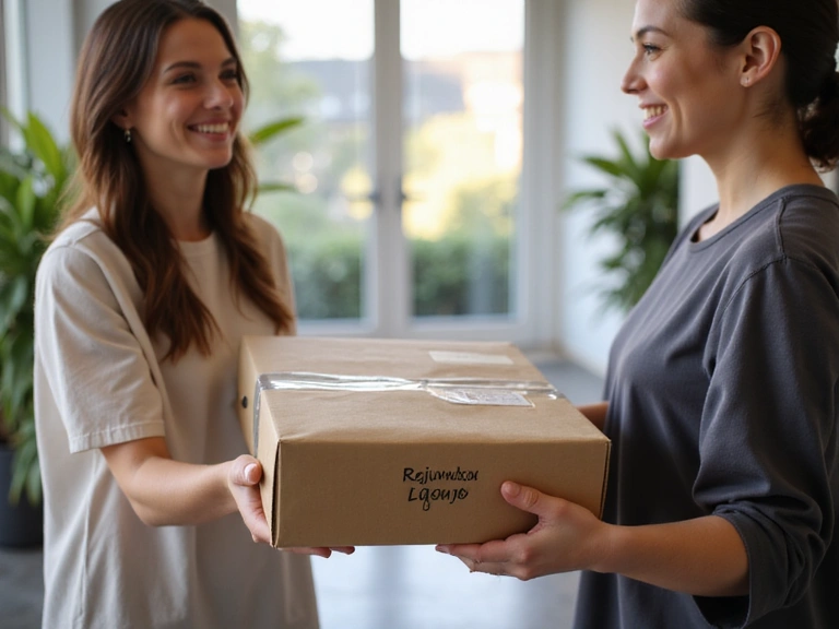 A Rejuvnyxa package being delivered, symbolizing successful order and delivery.